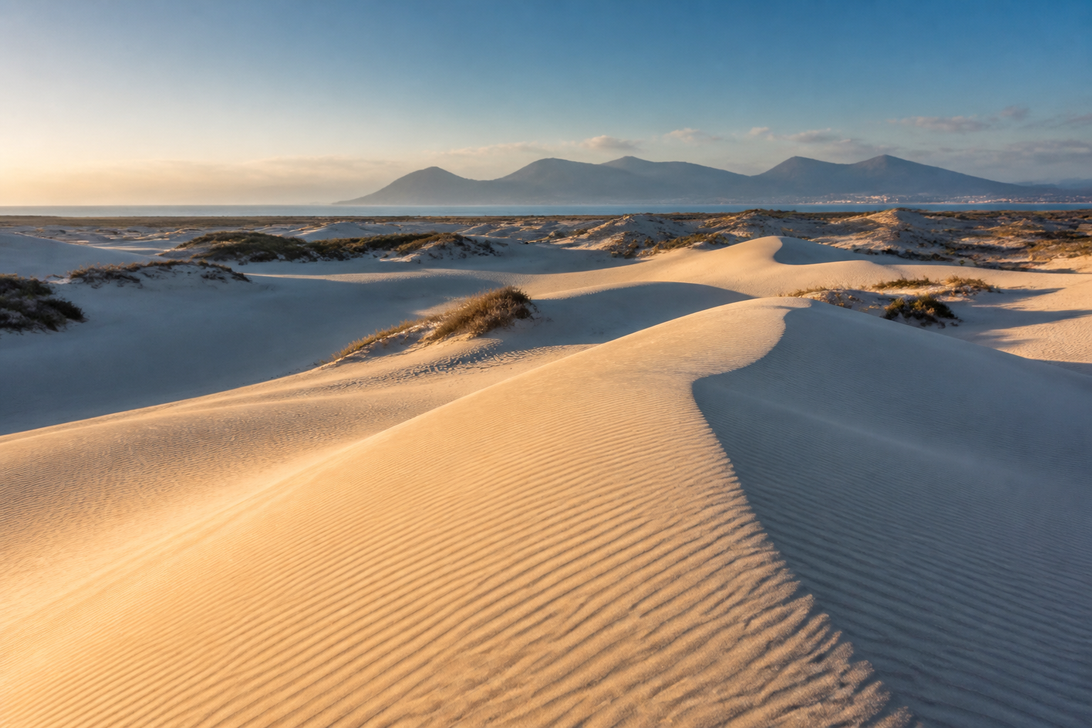 Western Cape dunes in warm evening light